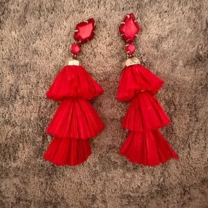 Large layered red earrings